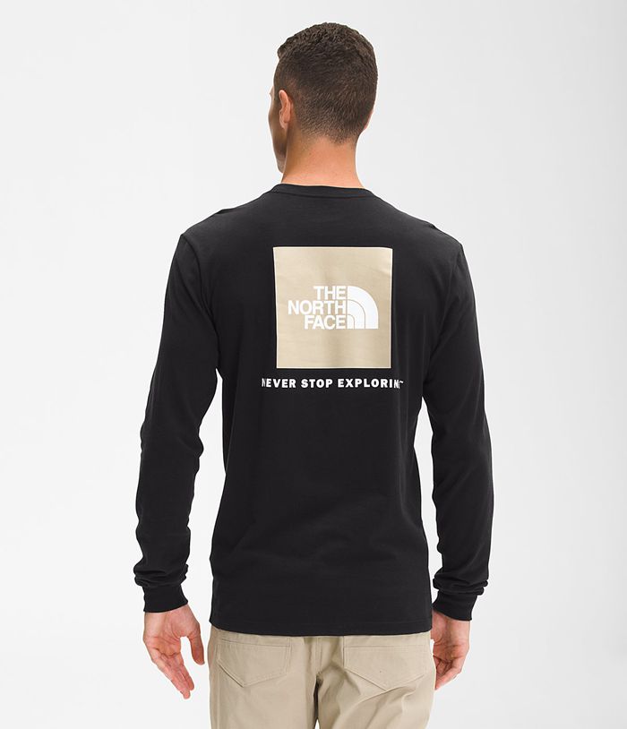 The North Face Mens T-Shirts Long Sleeve Box NSE 247YKEJCR - Black